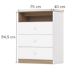 Comoda Infantil 3 Gavetas 75 cm Magia Branco Jequitiba Henn