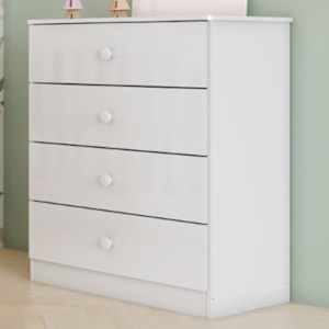 Comoda Infantil 4 Gavetas 65 cm Labirinto Branco Henn