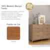 Comoda Madeira Macica Taeda 8 Gavetas 138 cm 3302U Tauari Festra