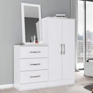 Comoda Multiuso 2 Portas 3 Gavetas Com Espelho 115 cm B700 Branco Briz