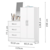 Comoda Multiuso 2 Portas 3 Gavetas Com Espelho 115 cm B700 Branco Briz