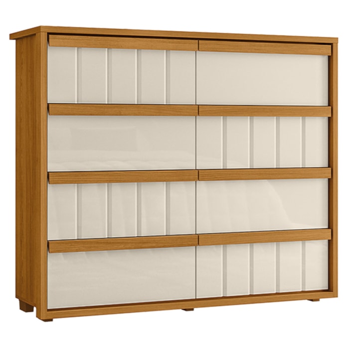 Comoda Tarsila 8 Gavetas MDF 136 cm Cinamomo Off White Madetec