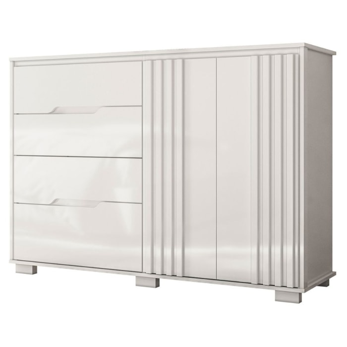 Comoda Texas 4 Gavetas 2 Portas 147 cm Branco Moval
