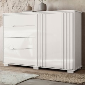 Comoda Texas 4 Gavetas 2 Portas 147 cm Branco Moval