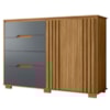 Comoda Texas 4 Gavetas 2 Portas 147 cm Freijo Cinza Moval
