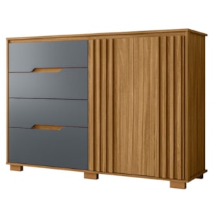 Comoda Texas 4 Gavetas 2 Portas 147 cm Freijo Cinza Moval