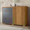 Comoda Texas 4 Gavetas 2 Portas 147 cm Freijo Cinza Moval