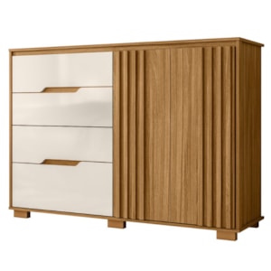 Comoda Texas 4 Gavetas 2 Portas 147 cm Freijo Off White Moval