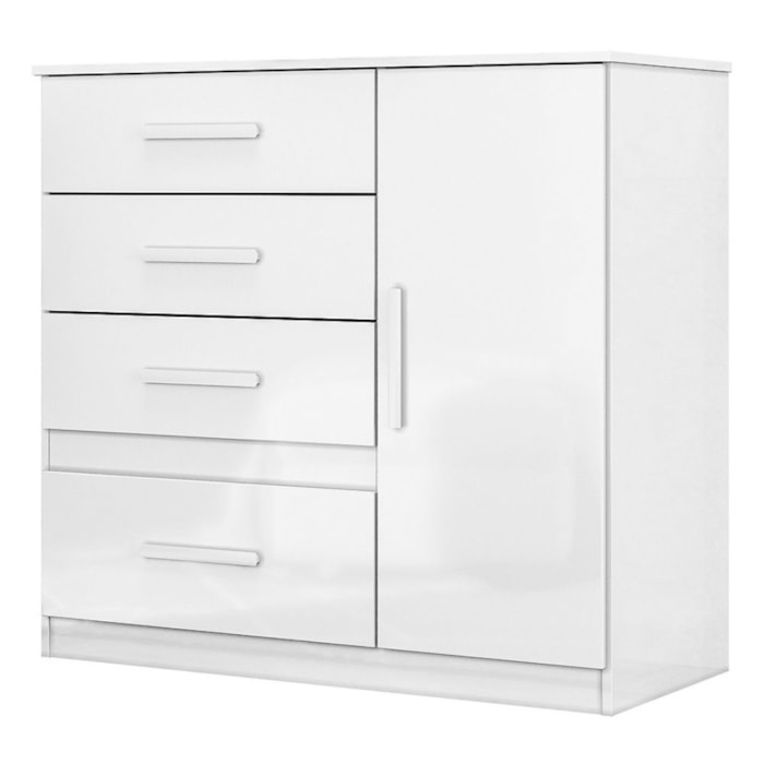 Comoda Venus 4 Gavetas 1 Porta 98 cm Branco Flex Moval