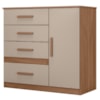 Comoda Venus 4 Gavetas 1 Porta 98 cm Carvalho Fendi Friso Moval