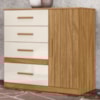 Comoda Venus 4 Gavetas 1 Porta 98 cm Freijo Off White Friso Moval