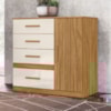 Comoda Venus 4 Gavetas 1 Porta 98 cm Freijo Off White Friso Moval