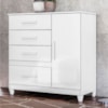 Comoda Venus 4 Gavetas 1 Porta Com Pes 98 cm Branco Flex Moval