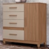 Comoda Venus 4 Gavetas 1 Porta Com Pes 98 cm Carvalho Fendi Friso Moval