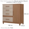 Comoda Venus 4 Gavetas 1 Porta Com Pes 98 cm Carvalho Fendi Friso Moval