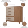 Comoda Venus 4 Gavetas 1 Porta Com Pes 98 cm Carvalho Fendi Friso Moval