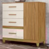 Comoda Venus 4 Gavetas 1 Porta Com Pes 98 cm Freijo Off White Friso Moval