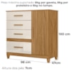 Comoda Venus 4 Gavetas 1 Porta Com Pes 98 cm Freijo Off White Friso Moval