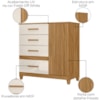 Comoda Venus 4 Gavetas 1 Porta Com Pes 98 cm Freijo Off White Friso Moval