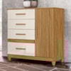 Comoda Venus 4 Gavetas 1 Porta Com Pes 98 cm Freijo Off White Friso Moval
