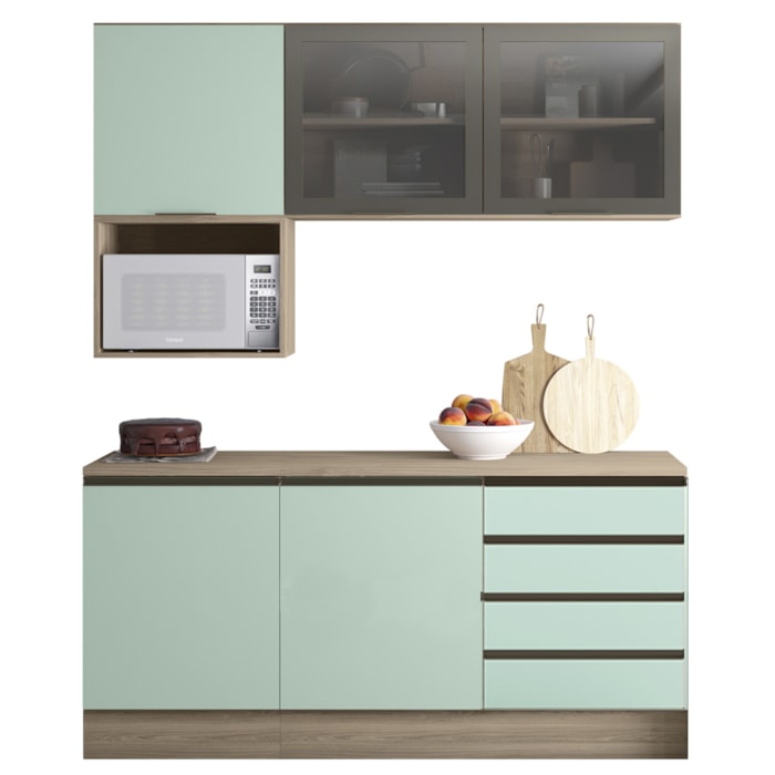 Composicao Cozinha Modulada 5 Peças Kit 14 Oak Menta PLN