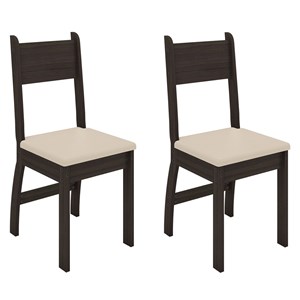 Conjunto 02 Cadeiras Estofadas Pes MDF Milano 40000 Amendoa Savana PLN