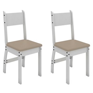 Conjunto 02 Cadeiras Estofadas Pes MDF Milano 40000 Branco Savana PLN