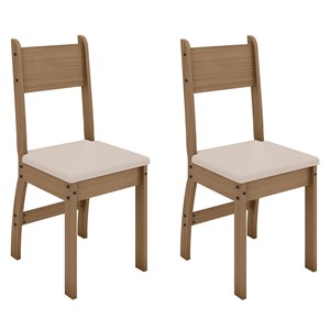 Conjunto 02 Cadeiras Estofadas Pes MDF Milano 40000 Carvalho Savana PLN