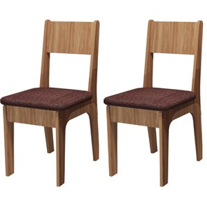 Conjunto 2 Cadeiras Estofadas Freijo CD01 Chenile Marrom Novam
