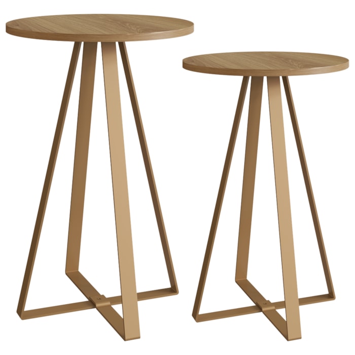 Conjunto 2 Mesas Laterais Sala Estar 27958 Hanover Dourado Artesano