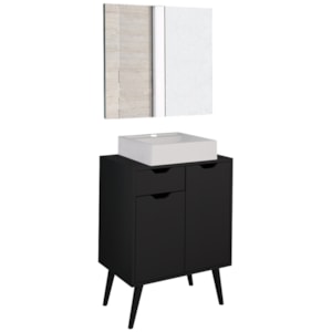 Conjunto 3 Peças Para Banheiro BN3600X37X38 Preto Metalizado Tecno Mobili Conjunto 3 Peças Para Banheiro BN3600X37X38 Preto Metalizado Tecno Mobili
