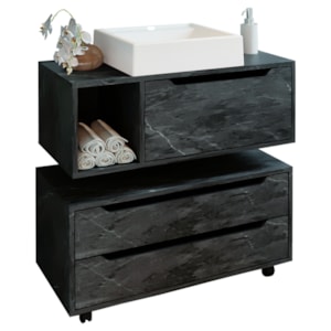 Conjunto 3 Peças Para Banheiro BN3600X43X44 Marmore Lunar Tecno Mobili Conjunto 3 Peças Para Banheiro BN3600X43X44 Marmore Lunar Tecno Mobili