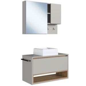 Conjunto Armario e Gabinete 80cm Com Cuba Mell Arenas PRODDY Conjunto Armario e Gabinete 80cm Com Cuba Mell Arenas PRODDY