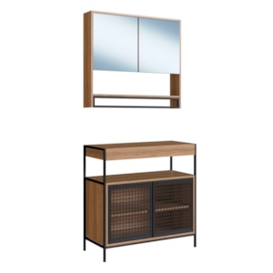Conjunto de Banheiro Gabinete E Espelheira P103841 Mell PP Milani Store Conjunto de Banheiro Gabinete E Espelheira P103841 Mell PP Milani Store