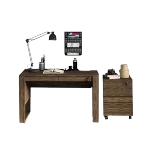 Conjunto Escritorio 02 Peças CJ26 Nogal Tecno Mobili Conjunto Escritorio 02 Peças CJ26 Nogal Tecno Mobili