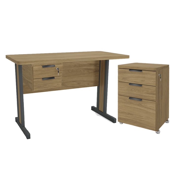 Conjunto Escritorio 3 Pecas MDP 500301 Versatil Itapua Kappesberg