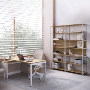 Conjunto Escritorio 3 Pecas Office 25910 Nogal Sevilha Branco Artesano