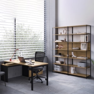 Conjunto Escritorio 3 Pecas Office 25910 Nogal Sevilha Preto Artesano