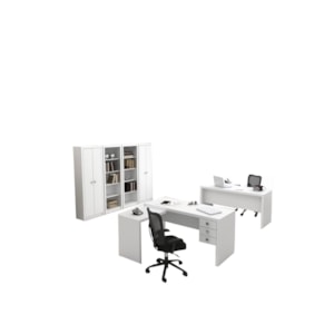 Conjunto Escritorio Completo 06 Peças CJ27 Branco Tecno Mobili Conjunto Escritorio Completo 06 Peças CJ27 Branco Tecno Mobili