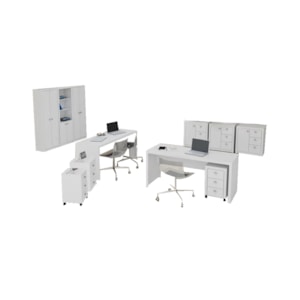 Conjunto Escritorio Completo 11 Peças CJ8 Branco Tecno Mobili Conjunto Escritorio Completo 11 Peças CJ8 Branco Tecno Mobili