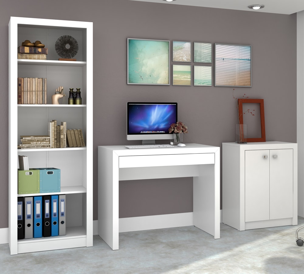 Conjunto Escritorio Completo 8 Peças CJ22 Branco Tecno Mobili