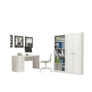 Conjunto Escritorio Completo 3 Peças CJ5 Branco Tecno Mobili Conjunto Escritorio Completo 3 Peças CJ5 Branco Tecno Mobili