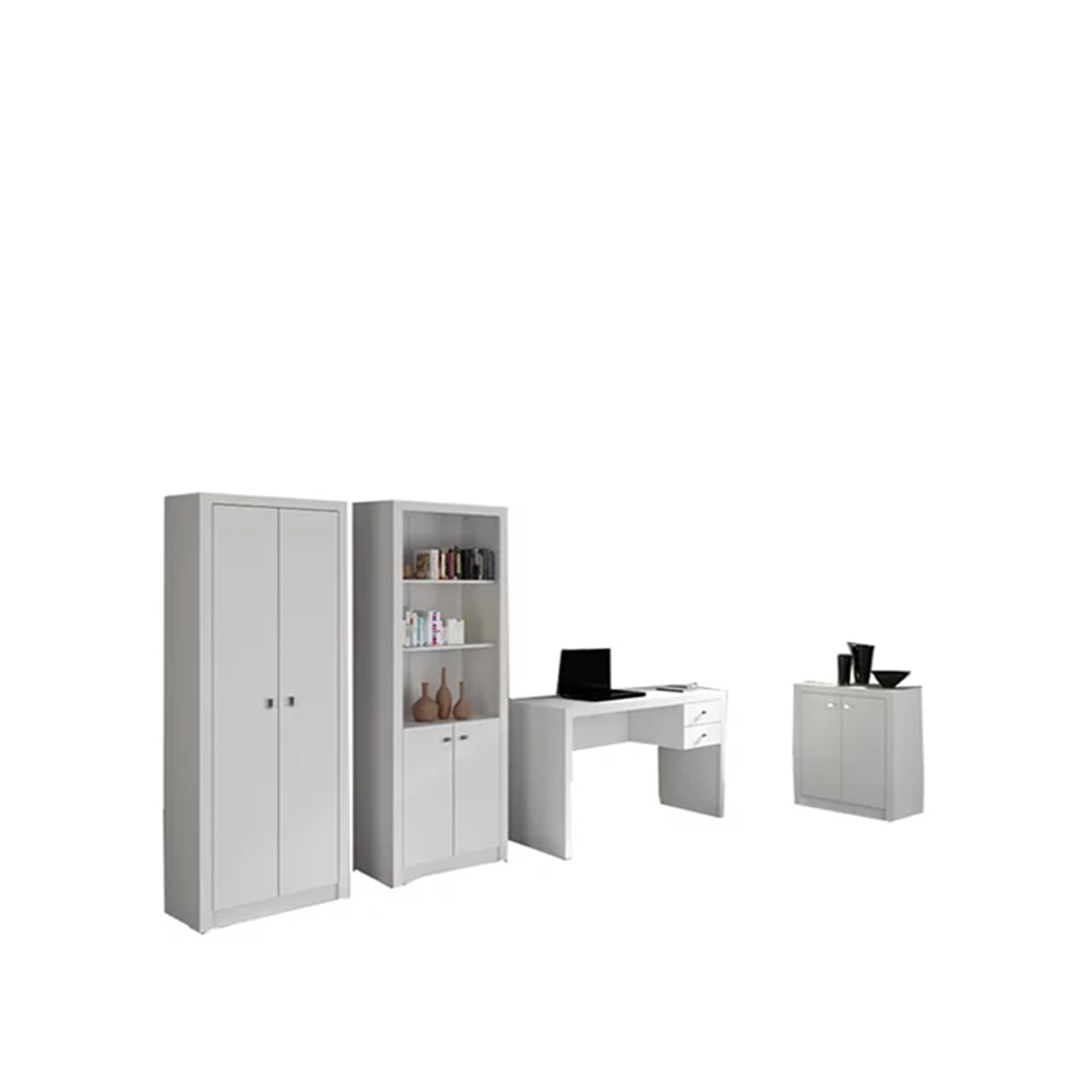 Conjunto Escritorio Completo 8 Peças CJ22 Branco Tecno Mobili