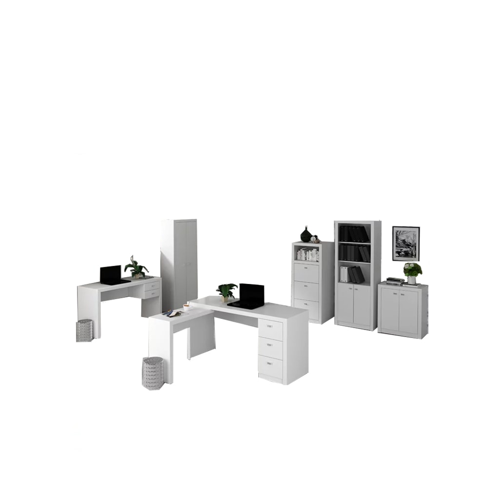 Conjunto Escritorio Completo 8 Peças CJ22 Branco Tecno Mobili