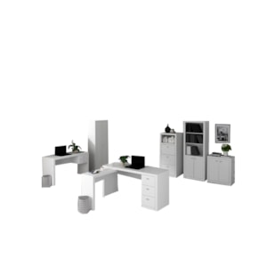 Conjunto Escritorio Completo 6 Peças CJ4 Branco Tecno Mobili Conjunto Escritorio Completo 6 Peças CJ4 Branco Tecno Mobili