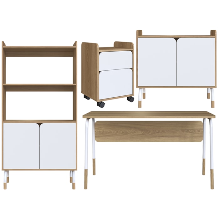 Conjunto Escritorio Home Office 4 Peças 279X88X98X96X97 Branco Hanover Artesano