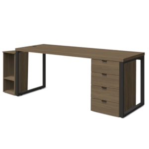 Conjunto Escritorio Industrial 3 Peças 190 cm Frame Munique Kappesberg