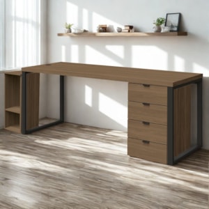 Conjunto Escritorio Industrial 3 Peças 190 cm Frame Munique Kappesberg