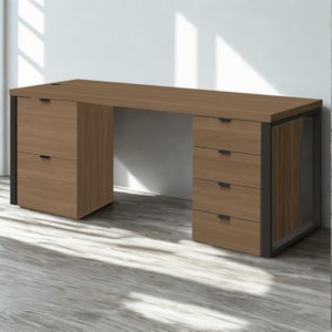 Conjunto Escritorio Industrial Mesa e Gaveteiros Frame Munique Kappesberg