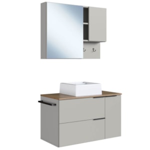 Conjunto Gabinete com Cuba e Espelheira 80cm Mel Arenas PRODDY Conjunto Gabinete com Cuba e Espelheira 80cm Mel Arenas PRODDY